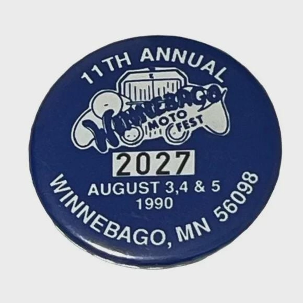 11th Annual Winnebago Motofest 1990 Winnebago Minnesota Vintage Pinback Button